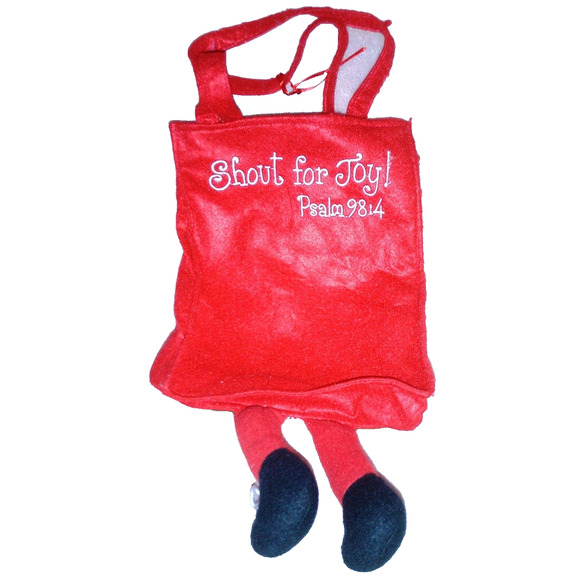 Tote Bag, Red, Joy to the World with Snowman Accent Psalm 98:4 "Shout for Joy!" - Picture 2 of 2